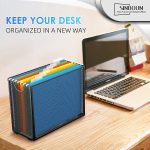 Sinboun Hanging File Organizer Letter-Size File Holder Filing Box Includes 5 Hanging Folders - Metal Mesh Magazine Book Letter Storage Cabinets File Cart for Office Home School, No Assembly Required - Image 6